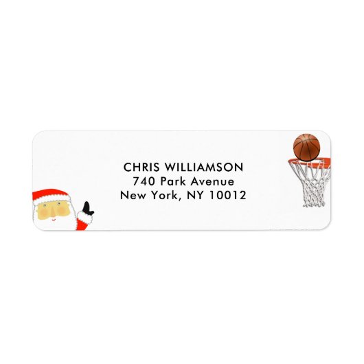 Basketbal kerst retouradreslabels etiket (Voorkant)