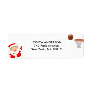 Basketbal kerst retouradreslabels etiket