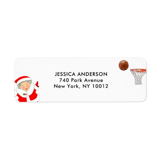 Basketbal kerst retouradreslabels etiket (Voorkant)