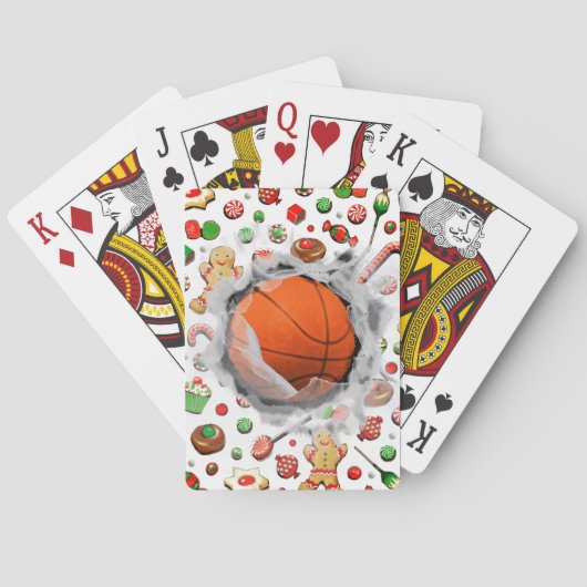 Basketbal Kerst Sock Stuffers Pokerkaarten (Achterkant)
