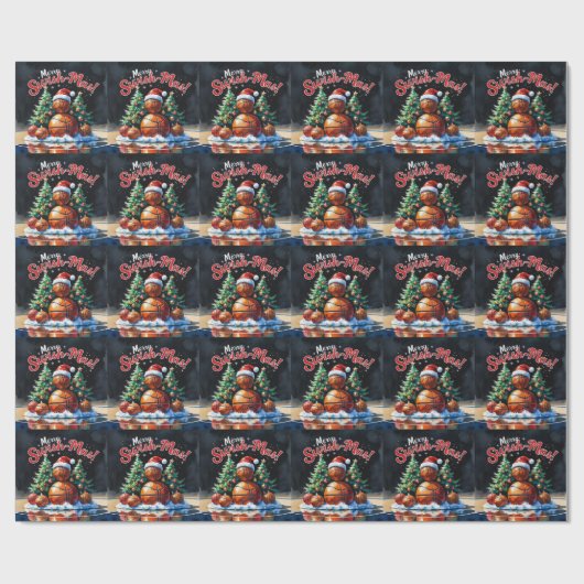 Basketbal Kerst thema Cadeaupapier (Vlak)