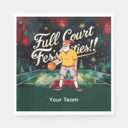 Basketbal Kerst thema met Naam Servet (Voorkant)