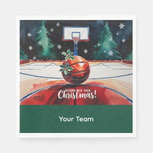 Basketbal Kerst thema met Naam Servet