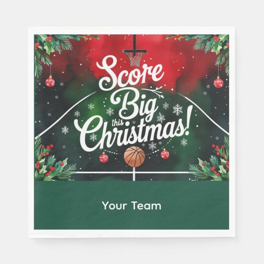 Basketbal Kerst thema met Naam Servet (Voorkant)