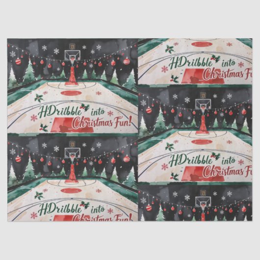 Basketbal Kerst thema Tissuepapier (Voorkant)