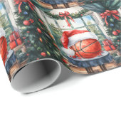 Basketbal Kerst thema voor de speler Cadeaupapier (Rol Hoek)