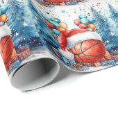 Basketbal Kerst thema voor de speler Cadeaupapier (Rol Hoek)