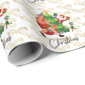 Basketbal Kerst thema voor de speler Cadeaupapier (Rol Hoek)