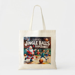 Basketbal Kerst waterverf thema Tote Bag