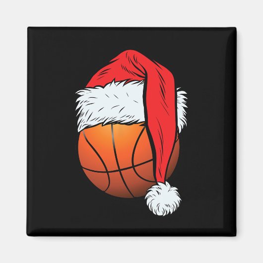 Basketbal Kerstbal Santa Hat Xmas Boys Mannen Magneet (Voorkant)