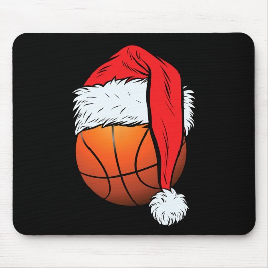 Basketbal Kerstbal Santa Hat Xmas Boys Mannen Muismat (Voorkant)