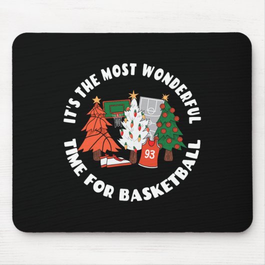Basketbal Kerstbomen Graphic - Basketbal PL Muismat (Voorkant)