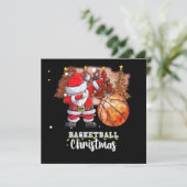 Basketbal kerstboom en de Kerstman Feestdagenkaart (Staand voorkant)