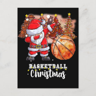Basketbal kerstboom en de Kerstman Feestdagenkaart