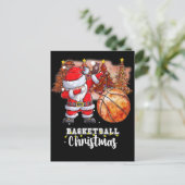 Basketbal kerstboom en de Kerstman Feestdagenkaart (Staand voorkant)