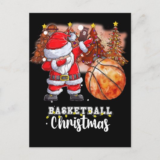 Basketbal kerstboom en de Kerstman Feestdagenkaart (Voorkant)