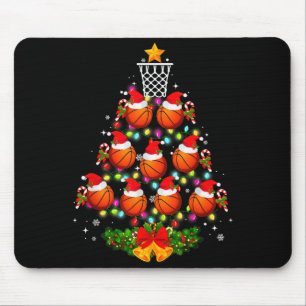 Basketbal Kerstboom Lichtjes Rode Kerstman Hoed Xm Muismat