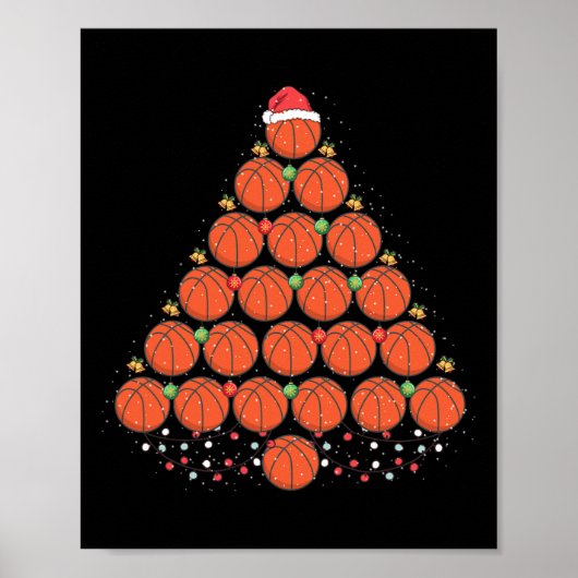 Basketbal Kerstboom Outfit Xmas Poster (Voorkant)