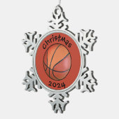 #basketbal kerstboomversiering tin sneeuwvlok ornament (Rechts)