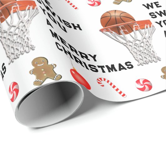 Basketbal Kerstcadeau Cadeaupapier (Rol Hoek)