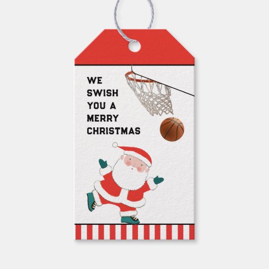 Basketbal Kerstcadeau Gift Tags Cadeaulabel (Voorkant)