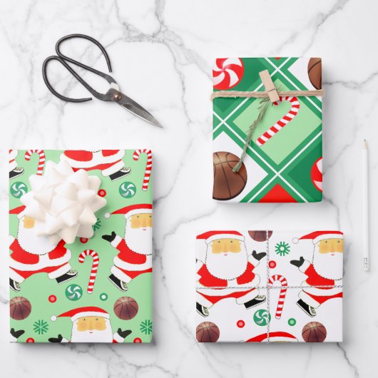 Basketbal Kerstcadeau Inpakpapier Vel (Voorkant)