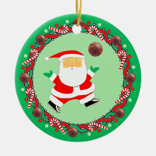 Basketbal Kerstcadeau Keramische Versiering Keramisch Ornament (Voorkant)
