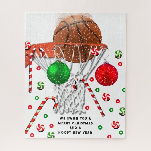 Basketbal Kerstcadeau Legpuzzel (Verticaal)
