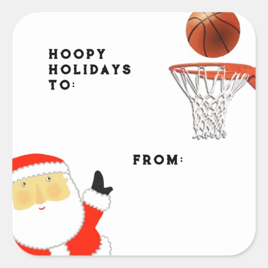 Basketbal Kerstcadeau Tags Vierkante Sticker (Voorkant)