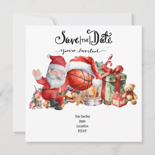 Basketbal kerstfeest met de Kerstman Save The Date (Voorkant)