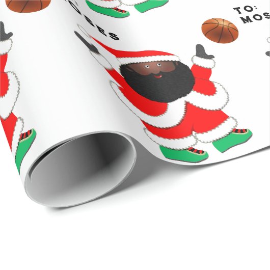Basketbal Kerstman Cadeaupapier (Rol Hoek)