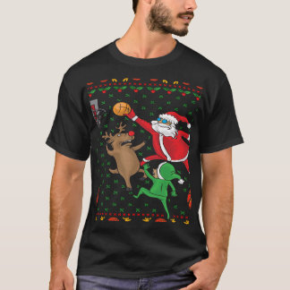 Basketbal Kerstman en Rendier Lange Mouw T-shirt