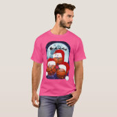 Basketbal Kerstman Hoed Maan Reindeer Licht T-shirt (Voorkant volledig)