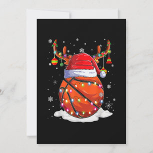 Basketbal Kerstman Hoed Rendier Kerstverlichting P Feestdagenkaart