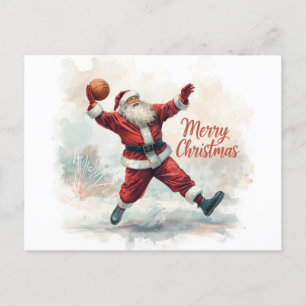 Basketbal Kerstman in het spelen Feestdagenkaart