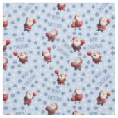 Basketbal Kerstman op Baby Blue Stof (Swatch)
