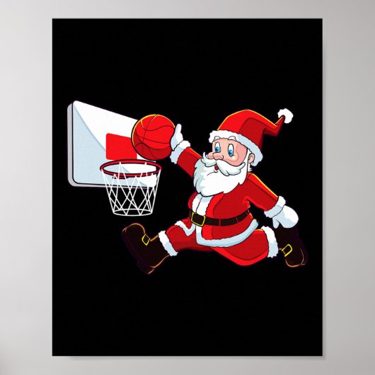 Basketbal Kerstman Sinterklaas Slam Dunk Mannen Jo Poster (Voorkant)