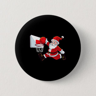 Basketbal Kerstman Sinterklaas Slam Dunk Mannen Jo Ronde Button 5,7 Cm