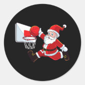 Basketbal Kerstman Sinterklaas Slam Dunk Mannen Jo Ronde Sticker (Voorkant)