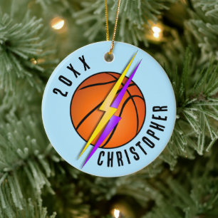Basketbal Kerstmis Bliksemschichten Keramisch Ornament