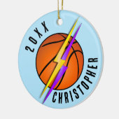Basketbal Kerstmis Bliksemschichten Keramisch Ornament (Links)