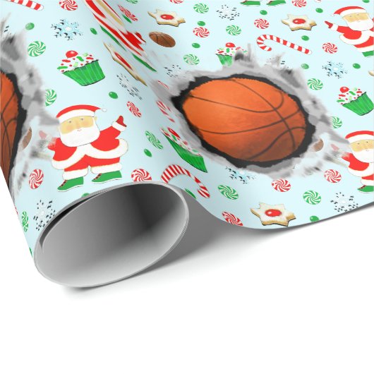 Basketbal Kerstmis Cadeaupapier (Rol Hoek)