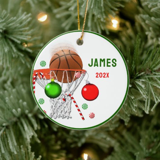 Basketbal Kerstmis Collectible Keramisch Ornament (Boom)