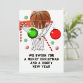 Basketbal Kerstmis Feestdagenkaart (Staand voorkant)