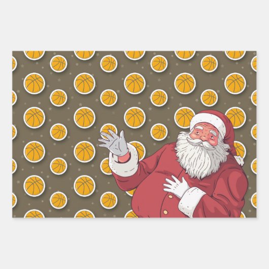 Basketbal Kerstmis met Sinterklaas en bal Inpakpapier Vel (Voorkant 3)