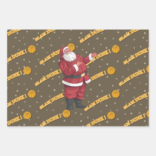 Basketbal Kerstmis met Sinterklaas en bal Inpakpapier Vel (Voorkant)