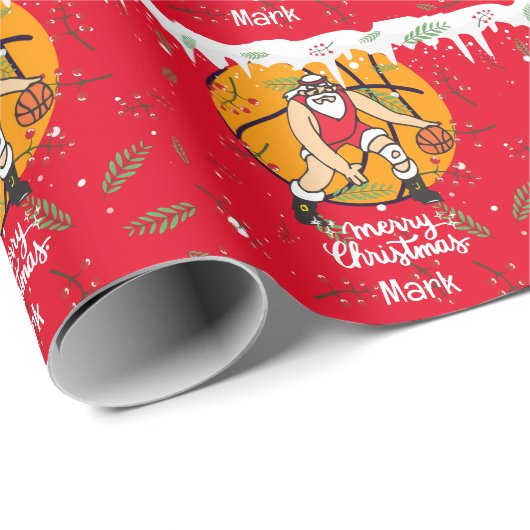 Basketbal Kerstmis met Sinterklaas Kous Cadeaupapier (Rol Hoek)