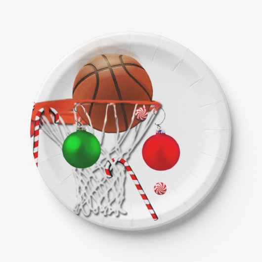 Basketbal Kerstmis Papieren Bordje (Voorkant)