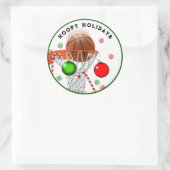 Basketbal Kerstmis Ronde Sticker (Tas)