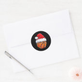 Basketbal Kerstmis Santa Hoed - Fun Basketbal XM Ronde Sticker (Envelop)